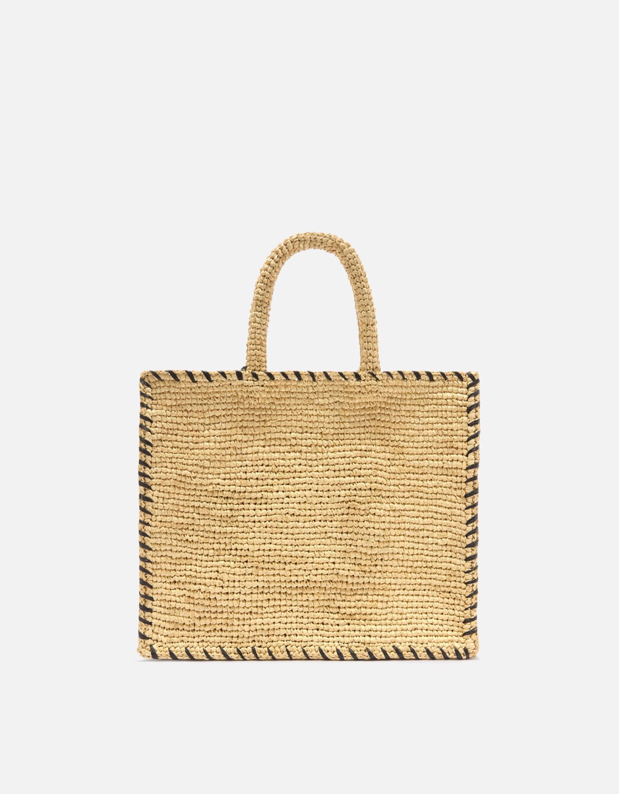 MC2 Saint Barth Colette raffia bag with embroidered logo and black contrast trim