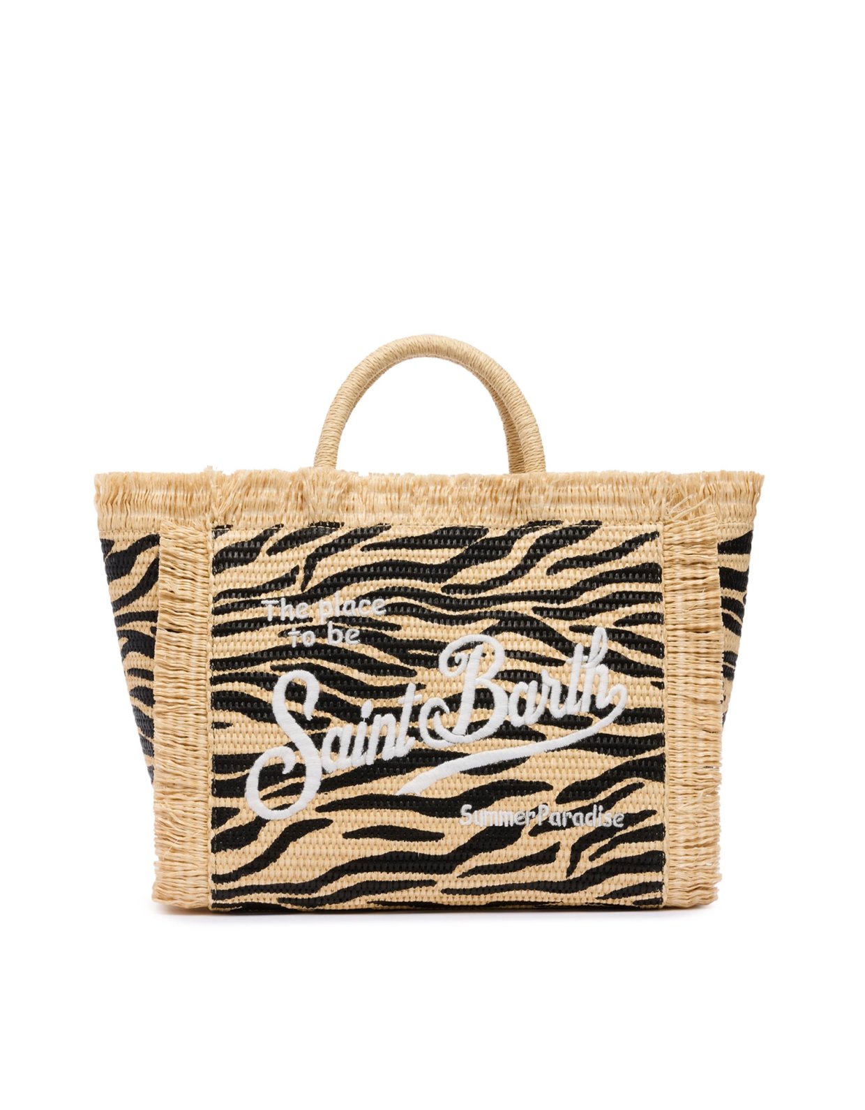 MC2 Saint Barth Colette straw effect handbag with zebra print