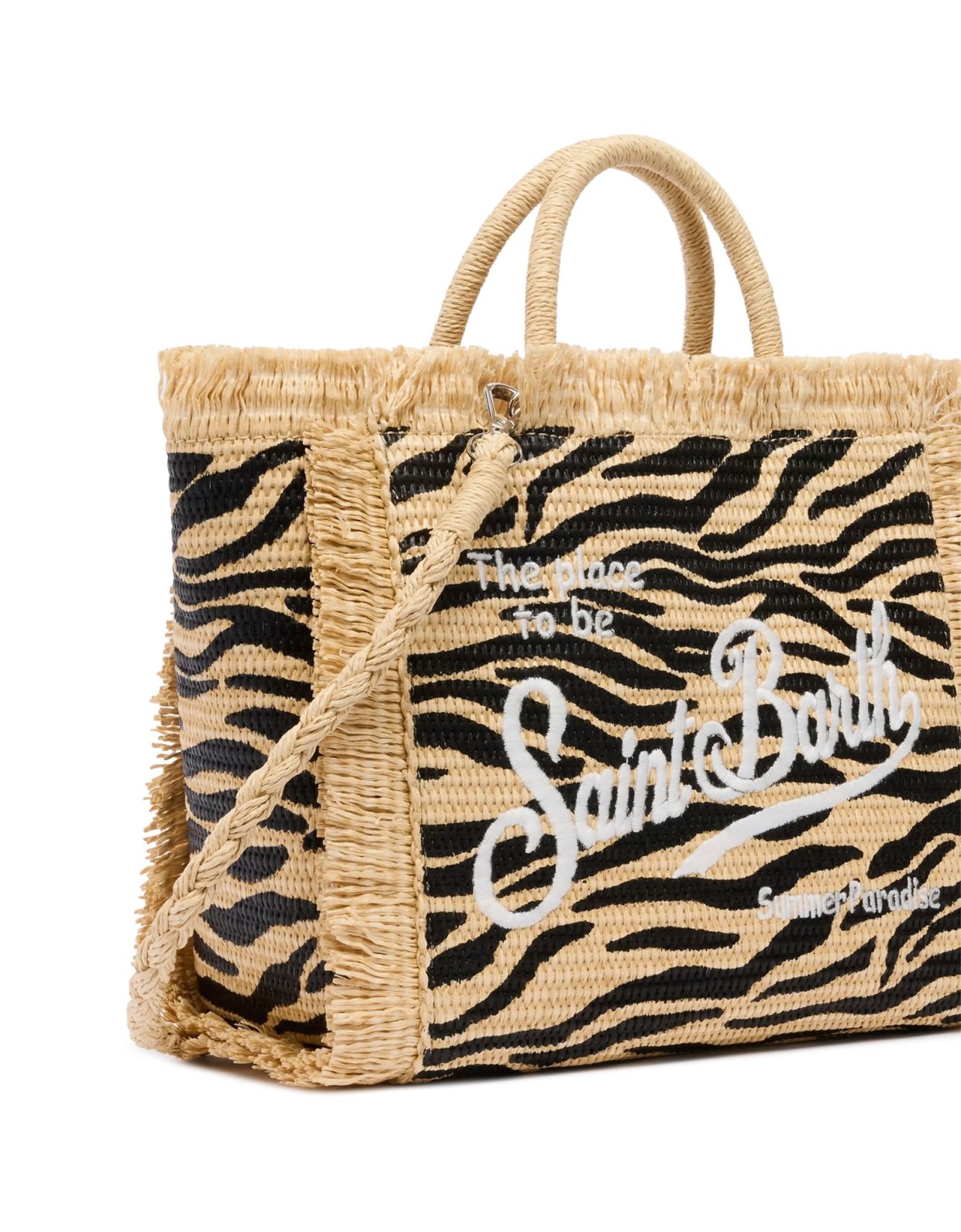 MC2 Saint Barth Colette straw effect handbag with zebra print