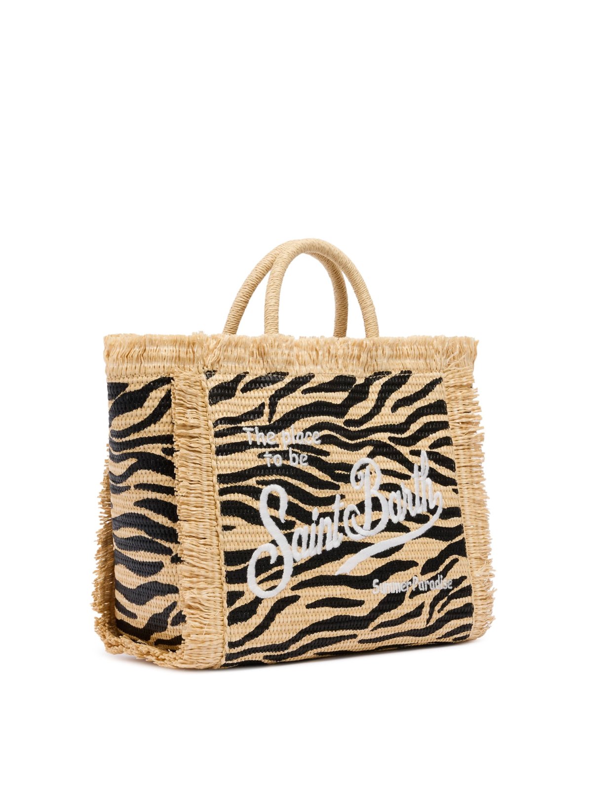 MC2 Saint Barth Colette straw effect handbag with zebra print