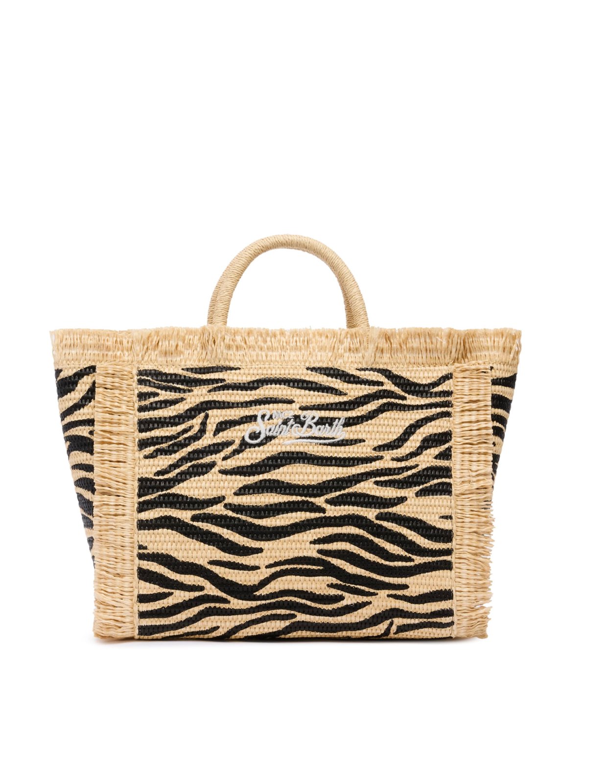 MC2 Saint Barth Colette straw effect handbag with zebra print