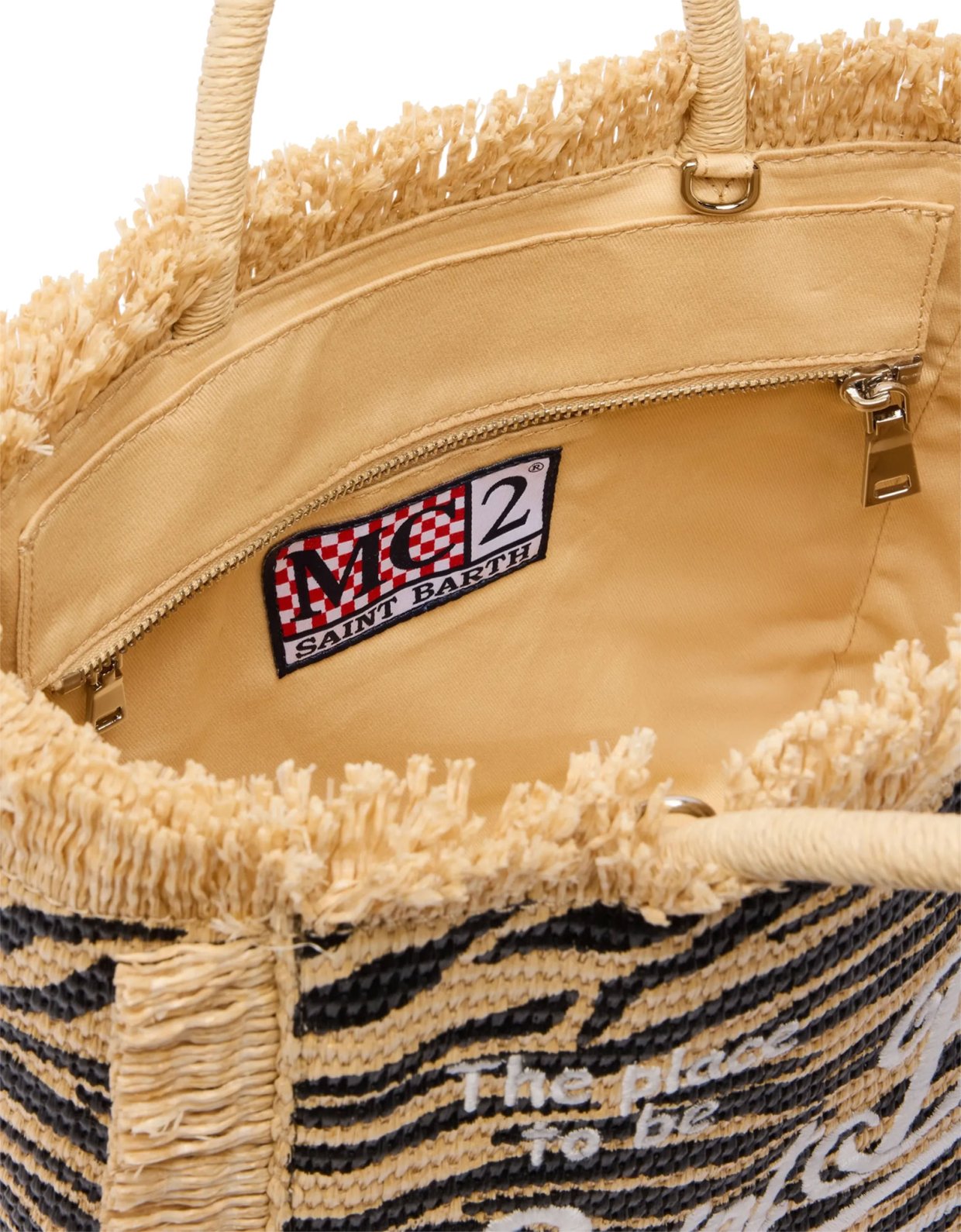 MC2 Saint Barth Colette straw effect handbag with zebra print