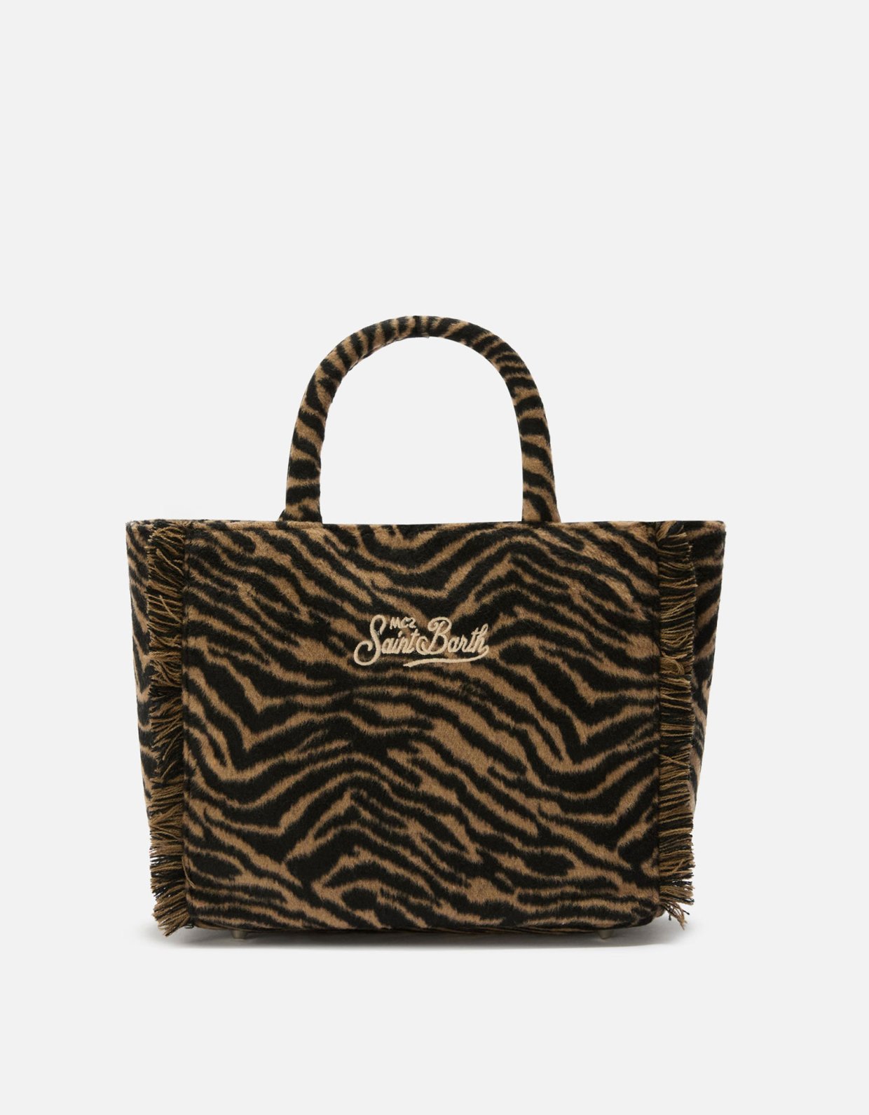 MC2 Saint Barth Colette felt handbag in zebra print wool blend