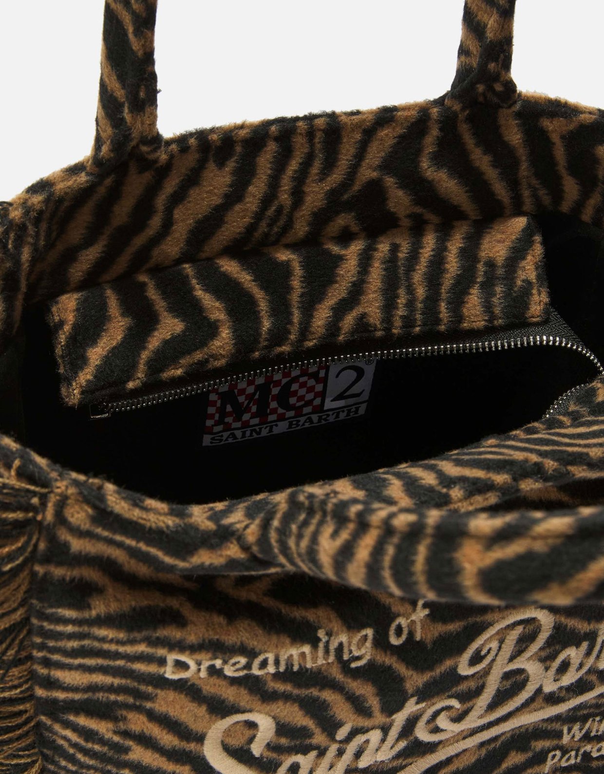 MC2 Saint Barth Colette felt handbag in zebra print wool blend