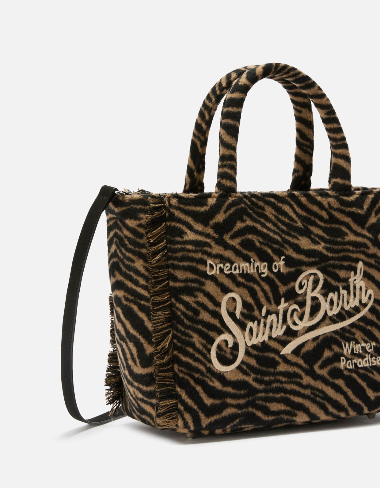 MC2 Saint Barth Colette felt handbag in zebra print wool blend