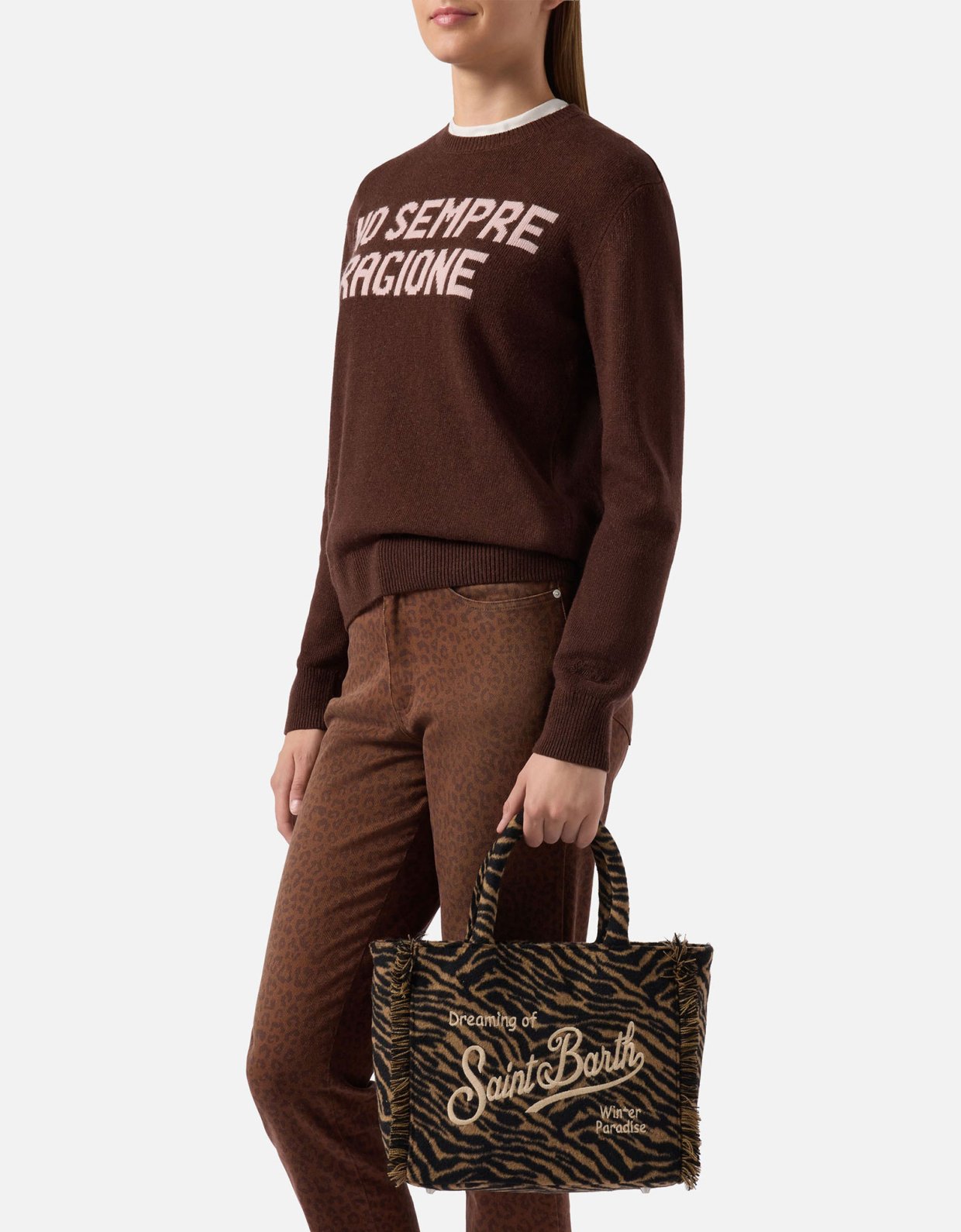 MC2 Saint Barth Colette felt handbag in zebra print wool blend