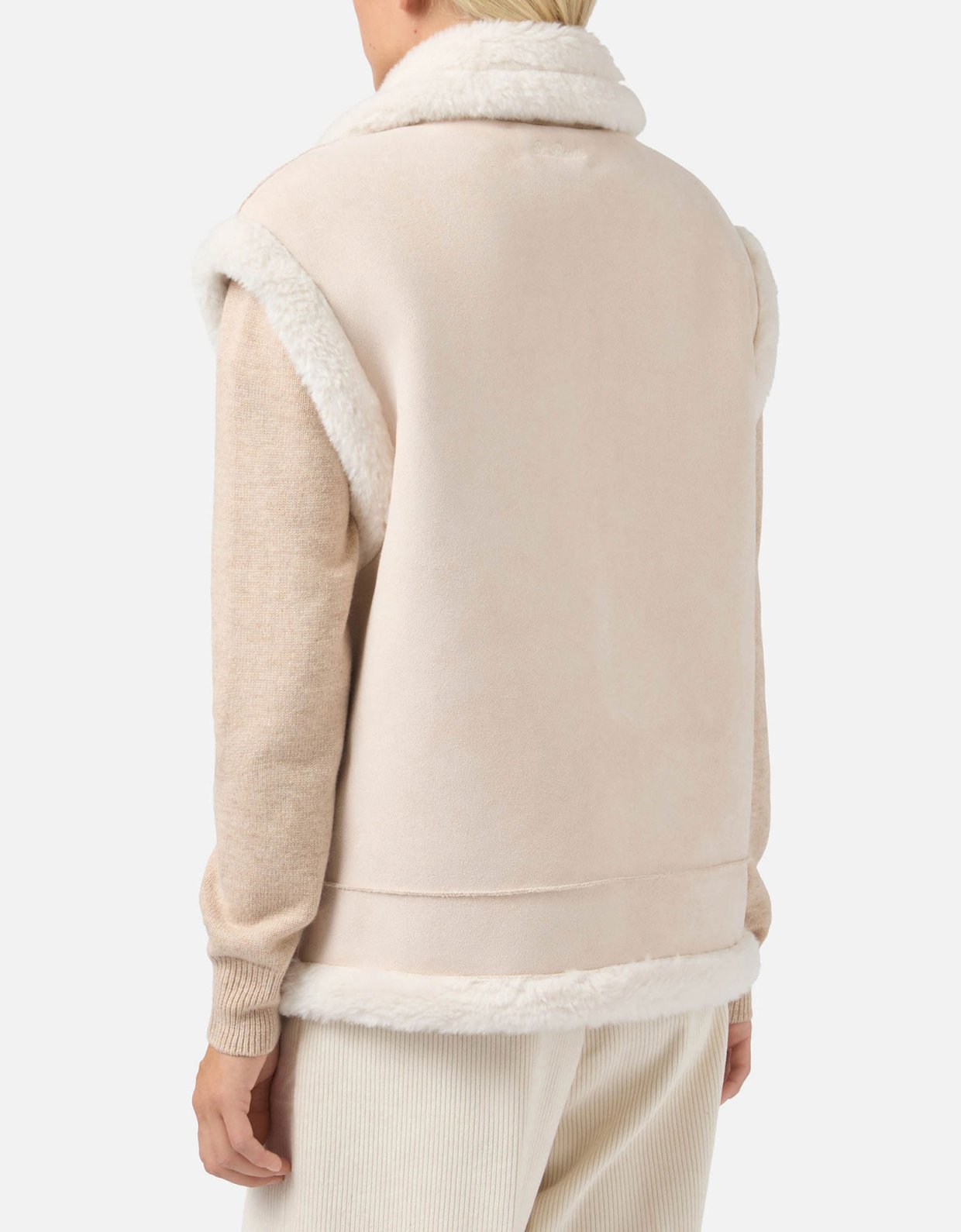 MC2 Saint Barth Hesketh faux-shearling gilet with western embroidery beige