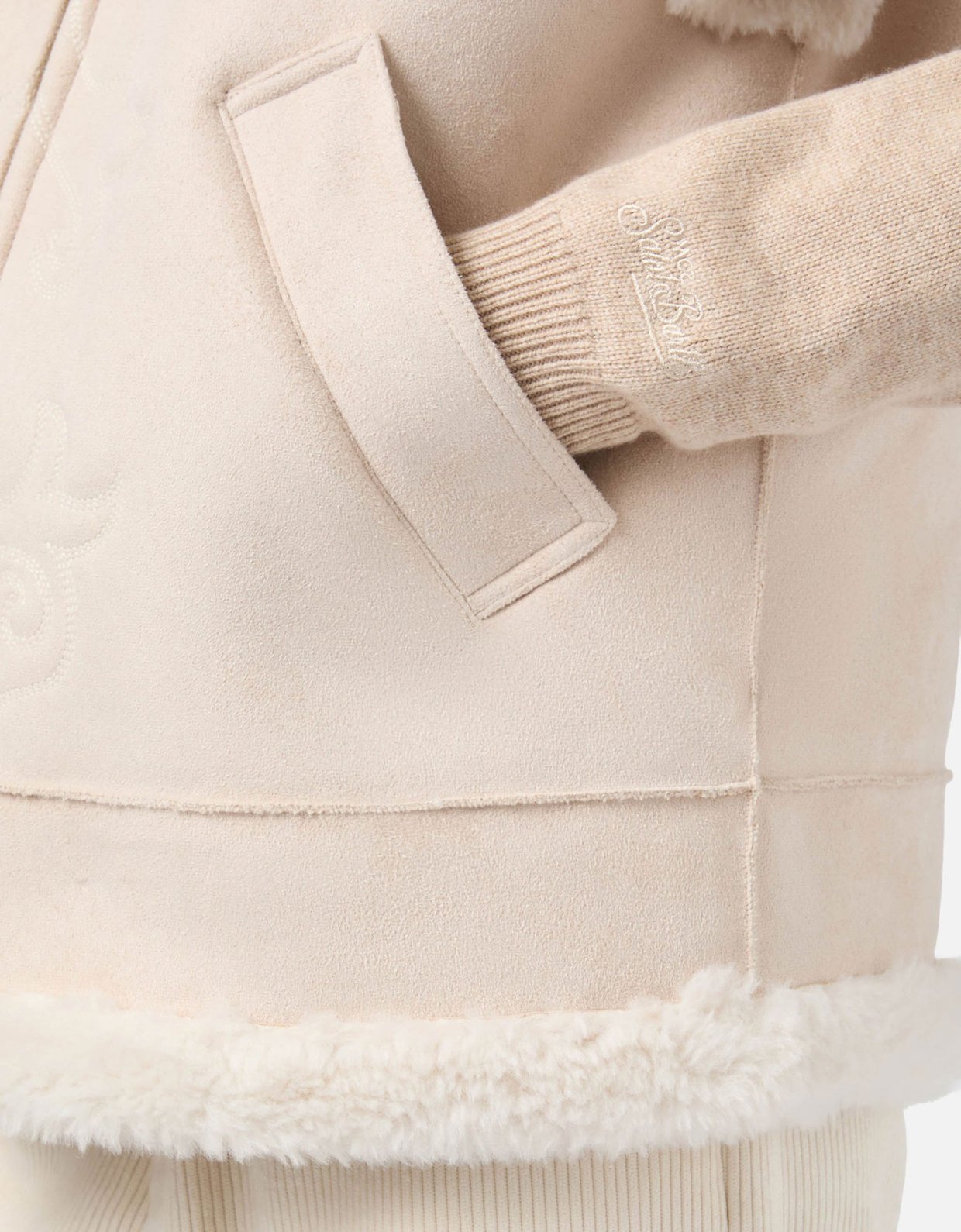 MC2 Saint Barth Hesketh faux-shearling gilet with western embroidery beige
