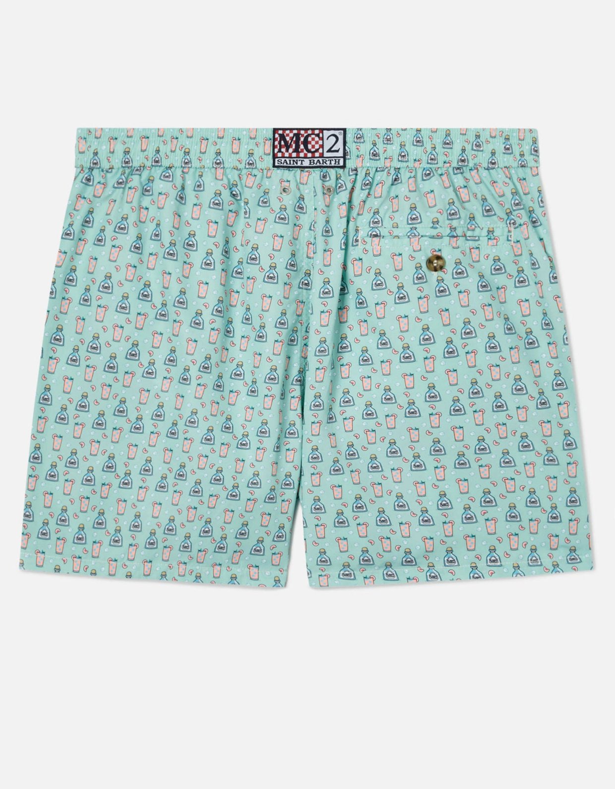 MC2 Saint Barth Light green lighting micro swim shorts with paloma all-over print