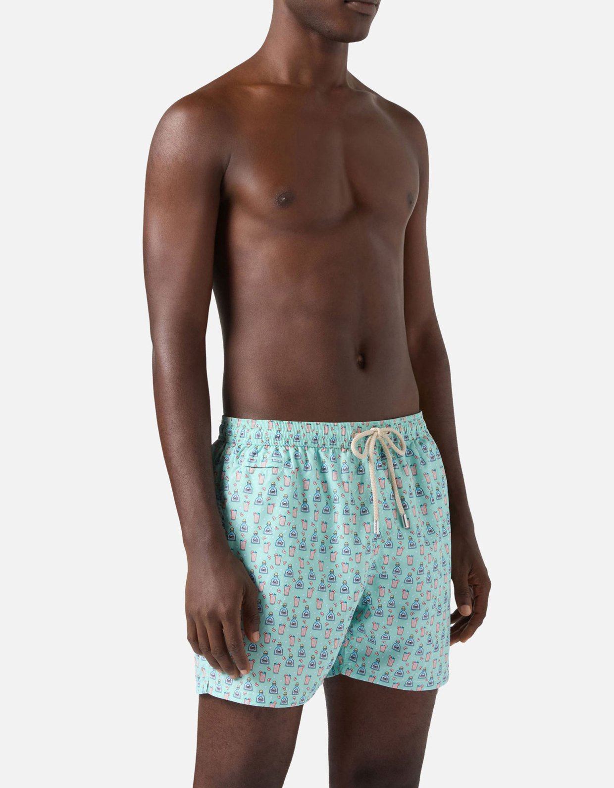 MC2 Saint Barth Light green lighting micro swim shorts with paloma all-over print