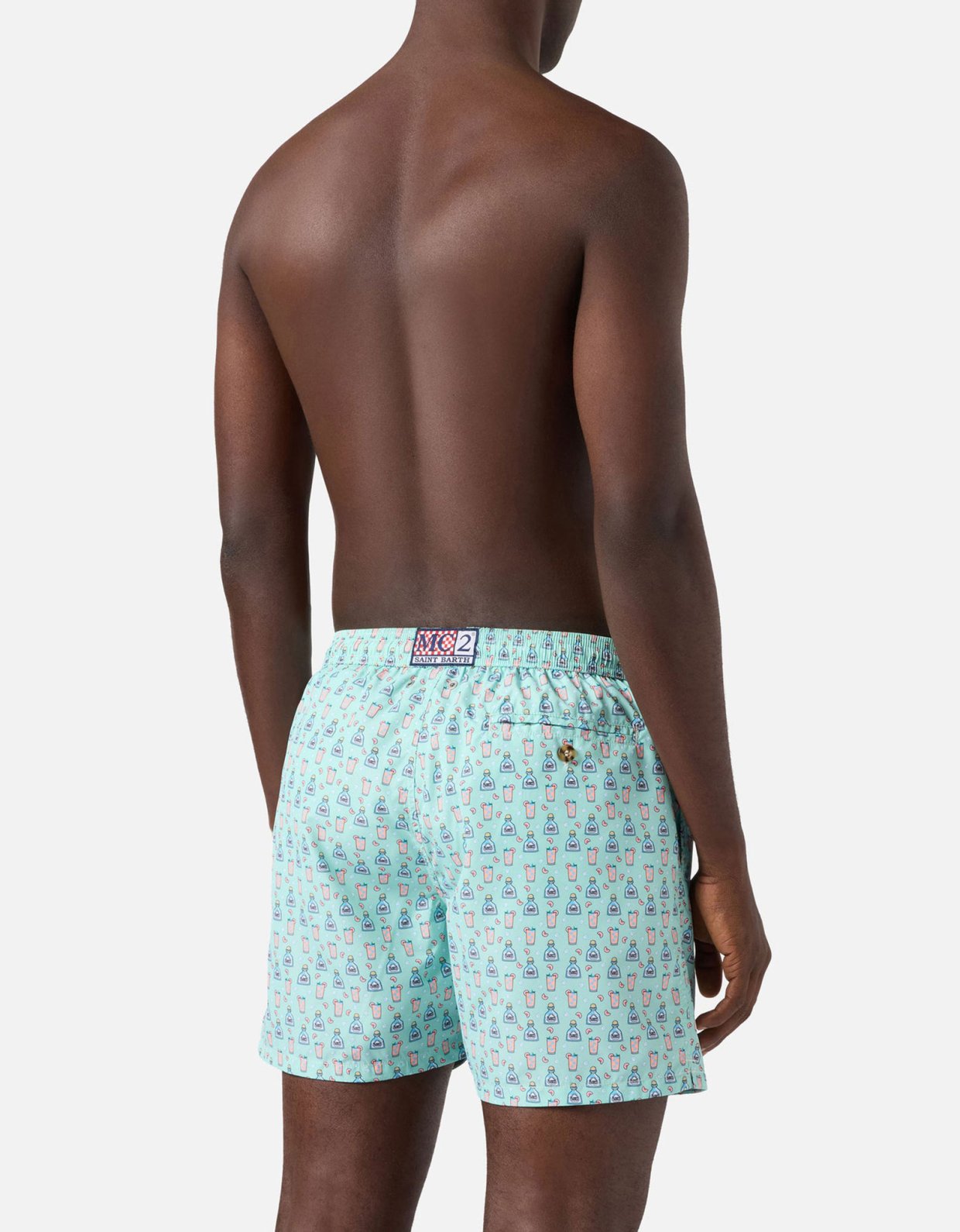 MC2 Saint Barth Light green lighting micro swim shorts with paloma all-over print