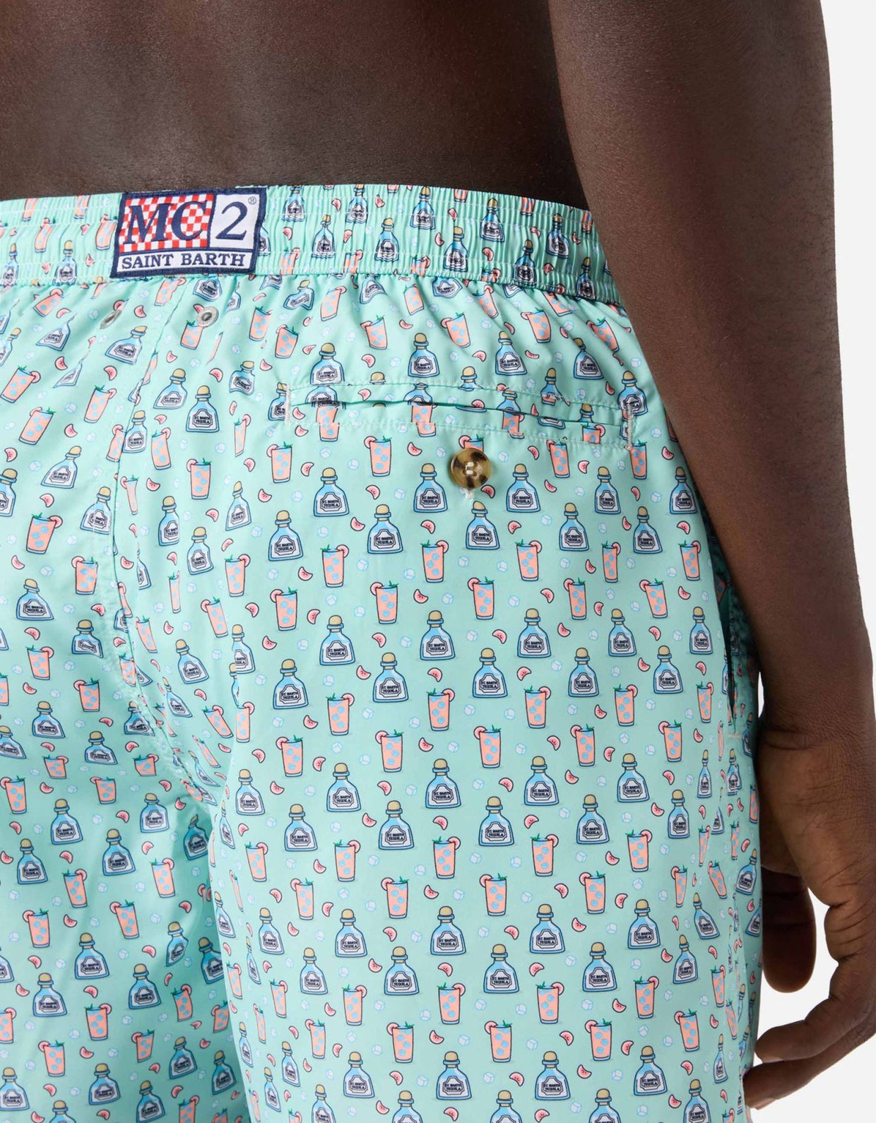 MC2 Saint Barth Light green lighting micro swim shorts with paloma all-over print