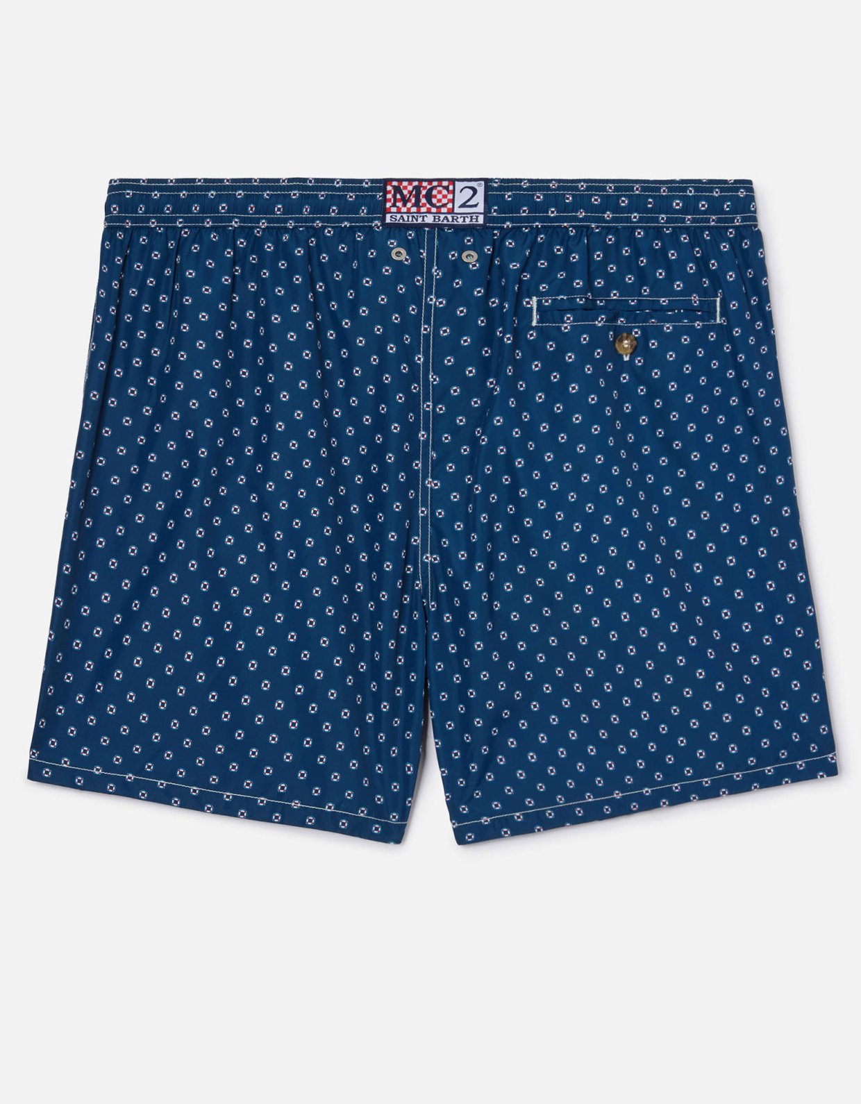 MC2 Saint Barth Navy lighting micro swim shorts with mini lifebuoy print