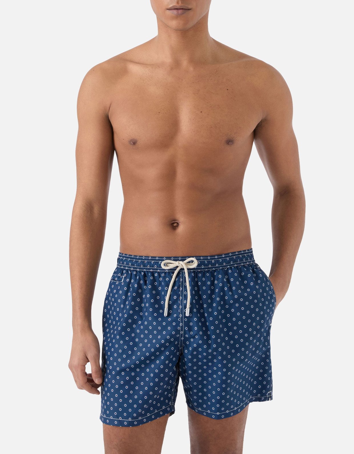MC2 Saint Barth Navy lighting micro swim shorts with mini lifebuoy print