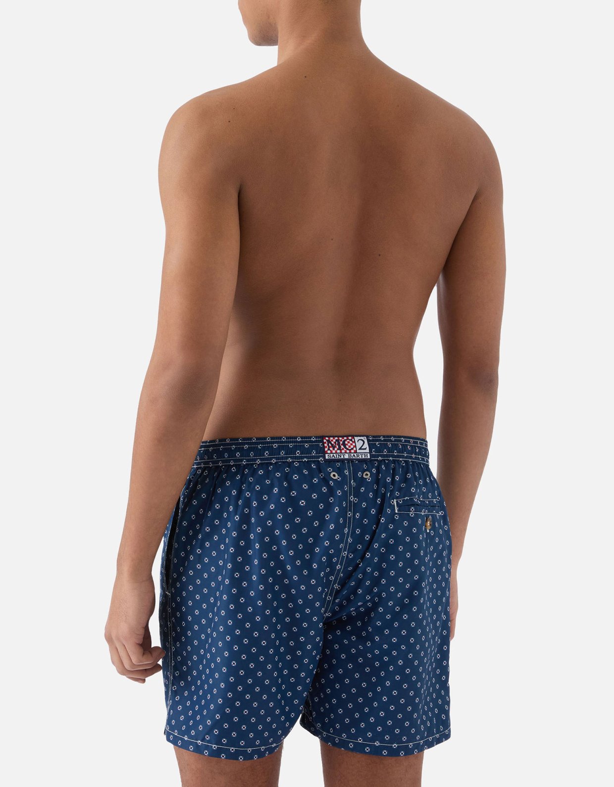 MC2 Saint Barth Navy lighting micro swim shorts with mini lifebuoy print