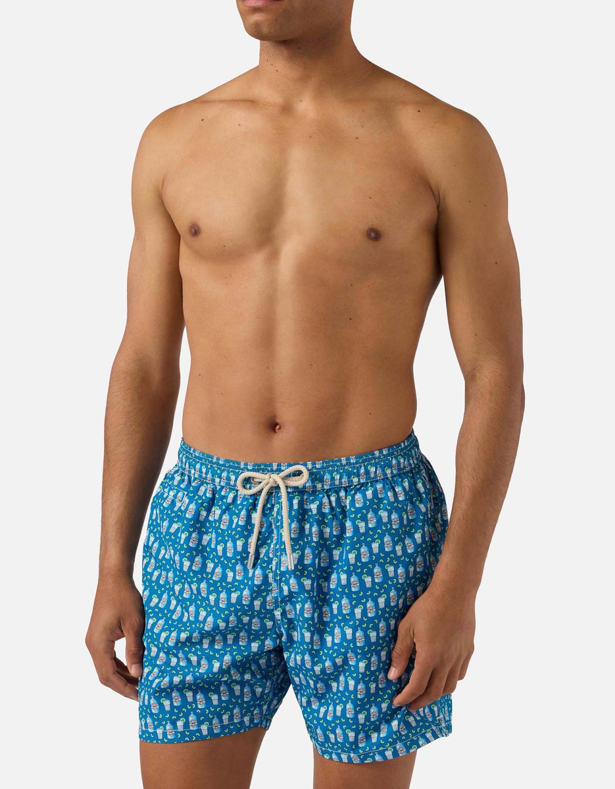 MC2 Saint Barth Light blue lighting micro swim shorts with cocktail print