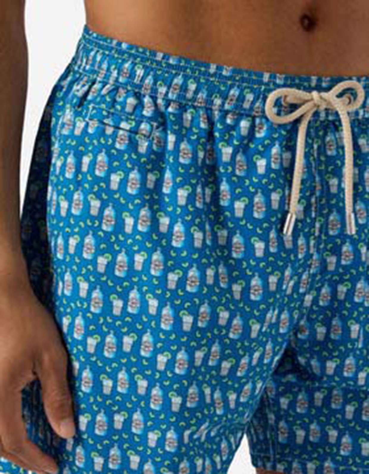 MC2 Saint Barth Light blue lighting micro swim shorts with cocktail print