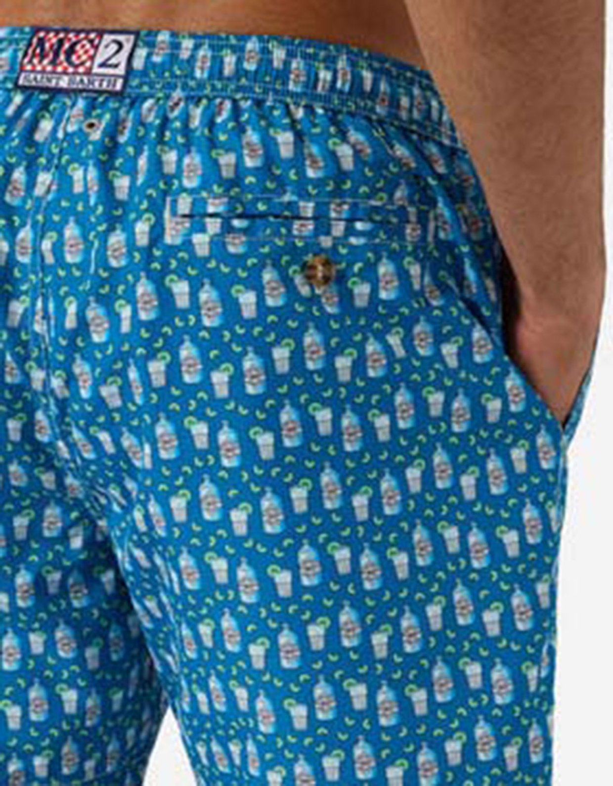 MC2 Saint Barth Light blue lighting micro swim shorts with cocktail print