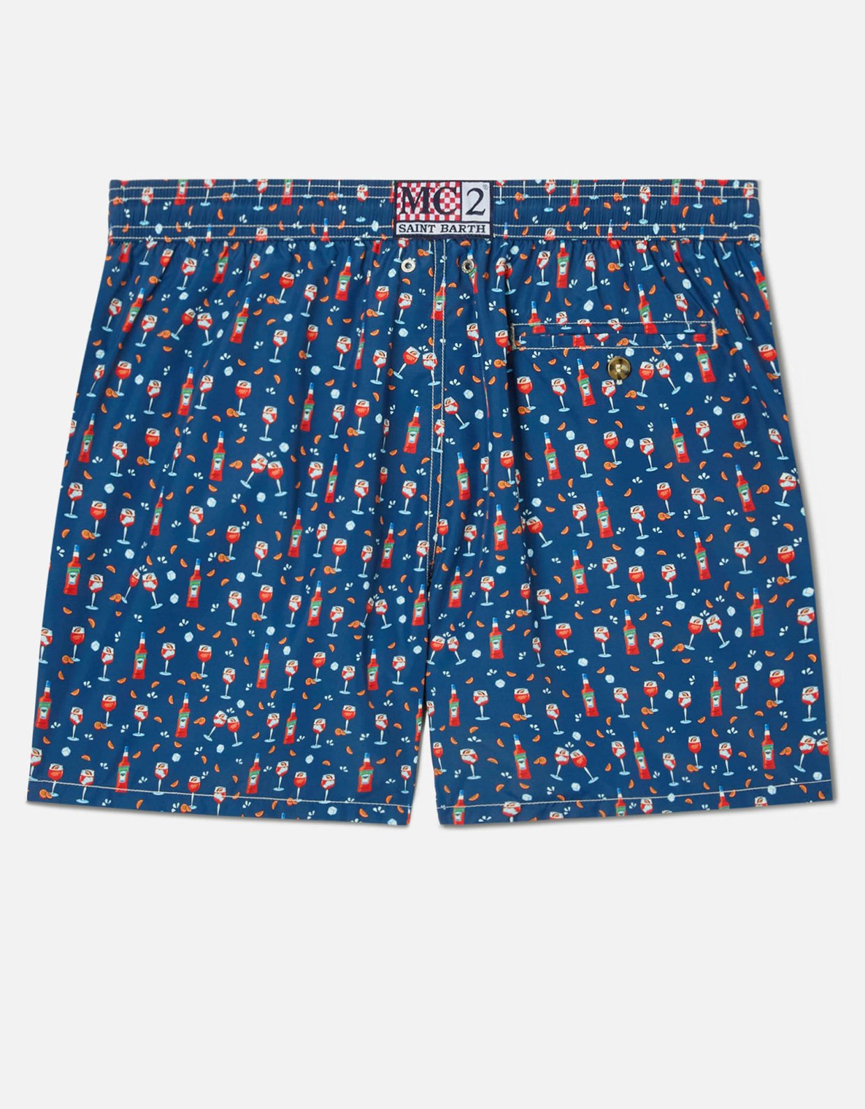 MC2 Saint Barth Blue lighting micro swim shorts with aperol print