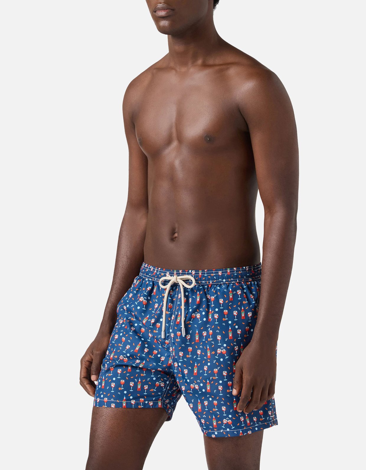 MC2 Saint Barth Blue lighting micro swim shorts with aperol print