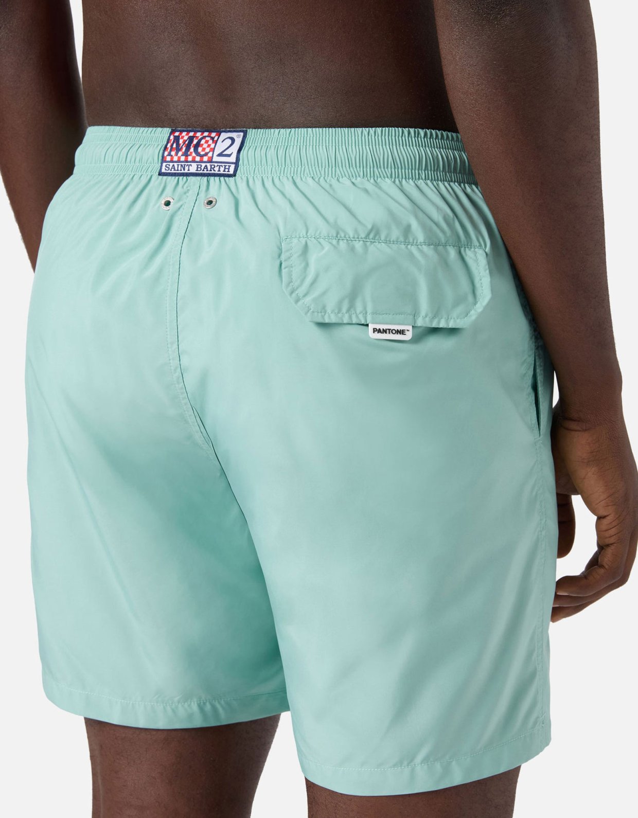 MC2 Saint Barth Lightweight fabric sage green swim shorts lighting pantone