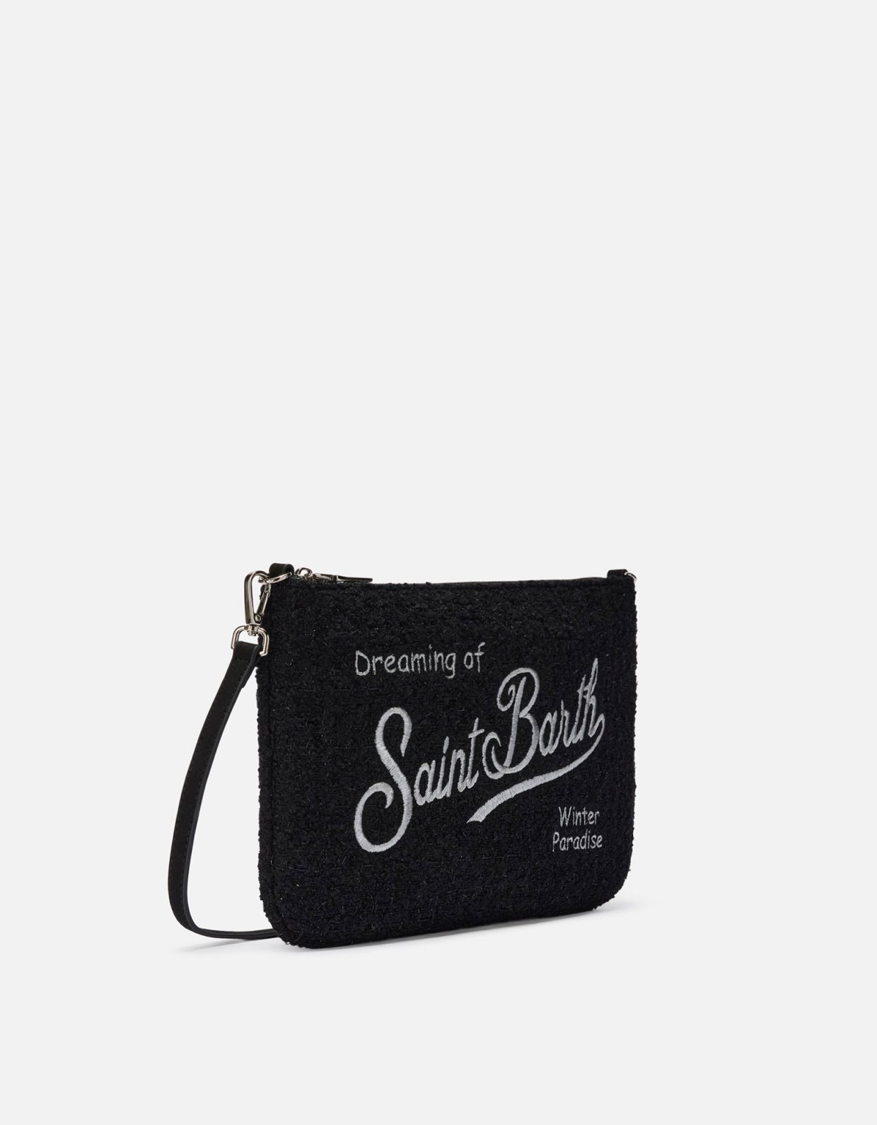 MC2 Saint Barth Parisienne tweed crossbody bag in black tweed