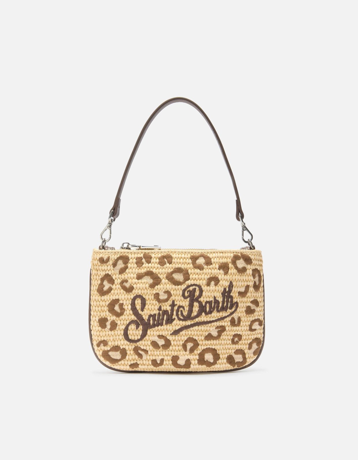 MC2 Saint Barth Parisienne embroidered  leopard pouch with removable strap