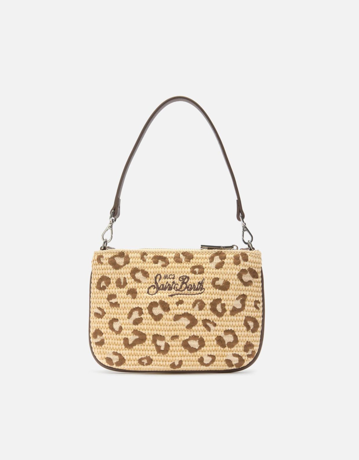 MC2 Saint Barth Parisienne embroidered  leopard pouch with removable strap