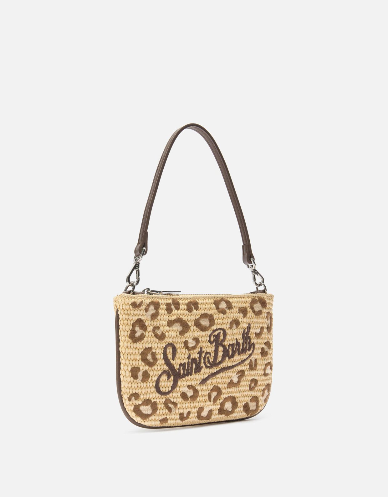 MC2 Saint Barth Parisienne embroidered  leopard pouch with removable strap