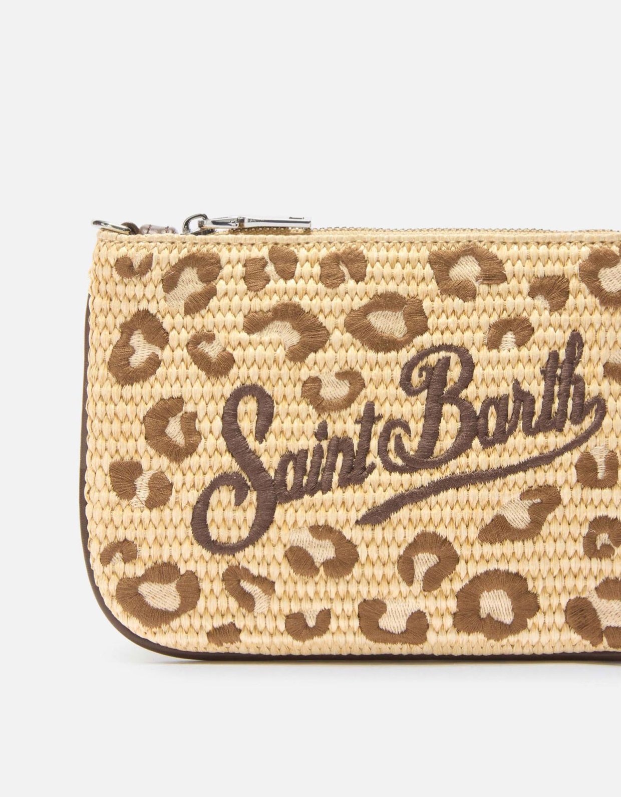 MC2 Saint Barth Parisienne embroidered  leopard pouch with removable strap