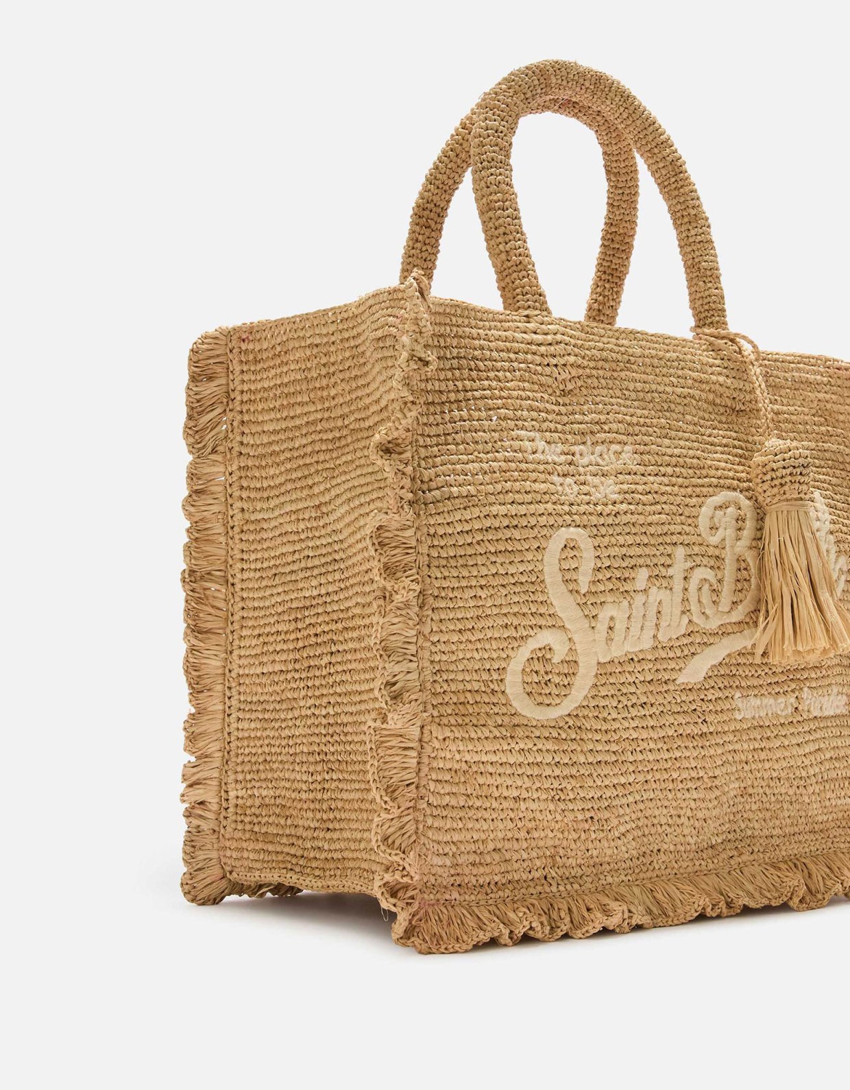 MC2 Saint Barth Volant medium raffia bag with embroidered logo
