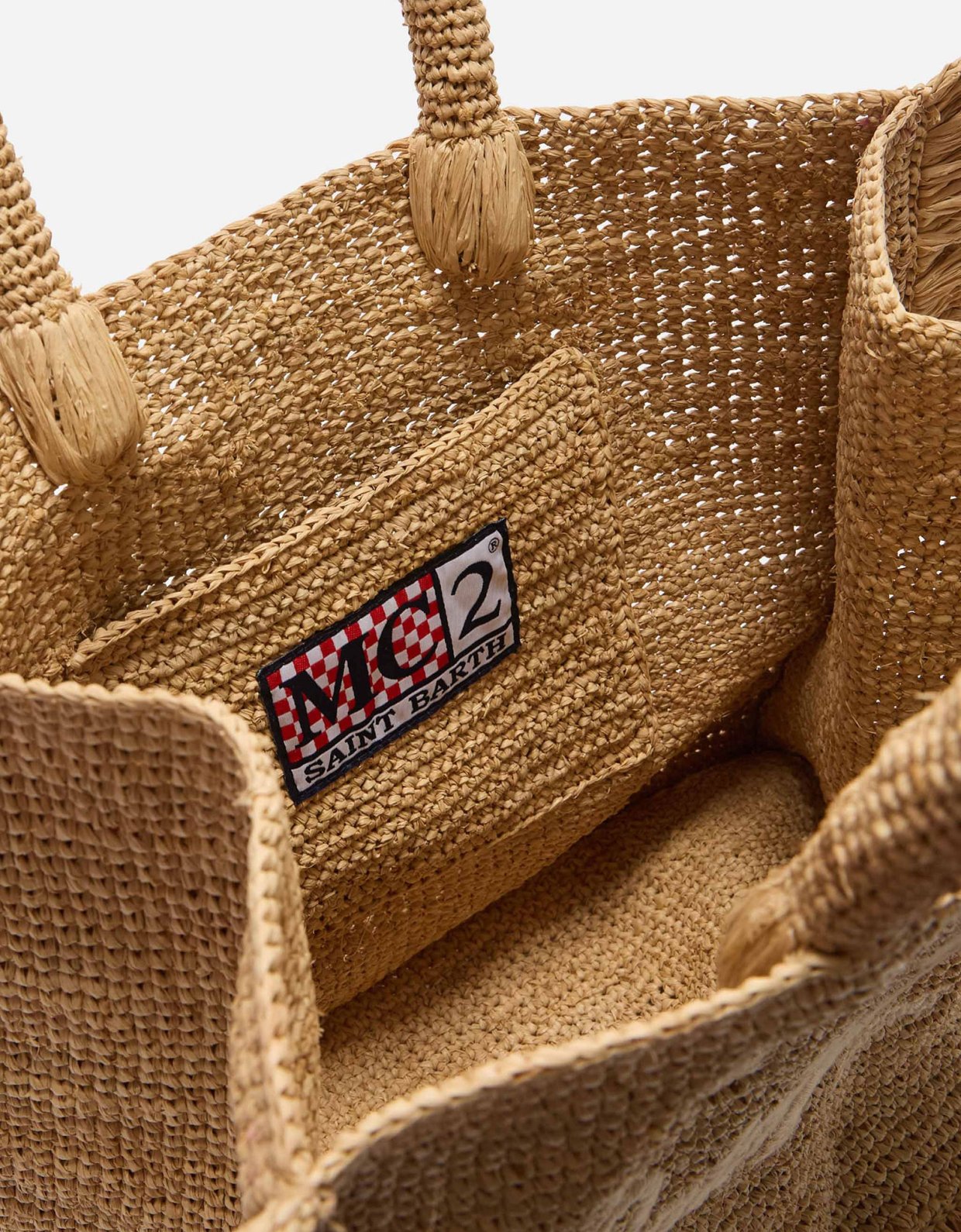 MC2 Saint Barth Volant medium raffia bag with embroidered logo