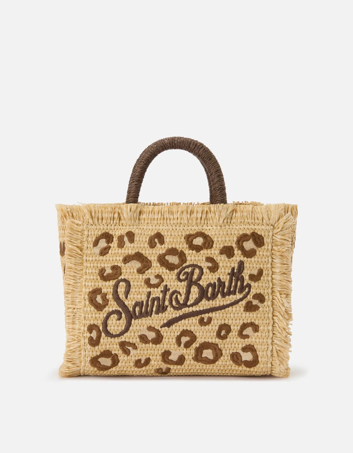 MC2 Saint Barth Colette straw effect bag with leopard embroidery