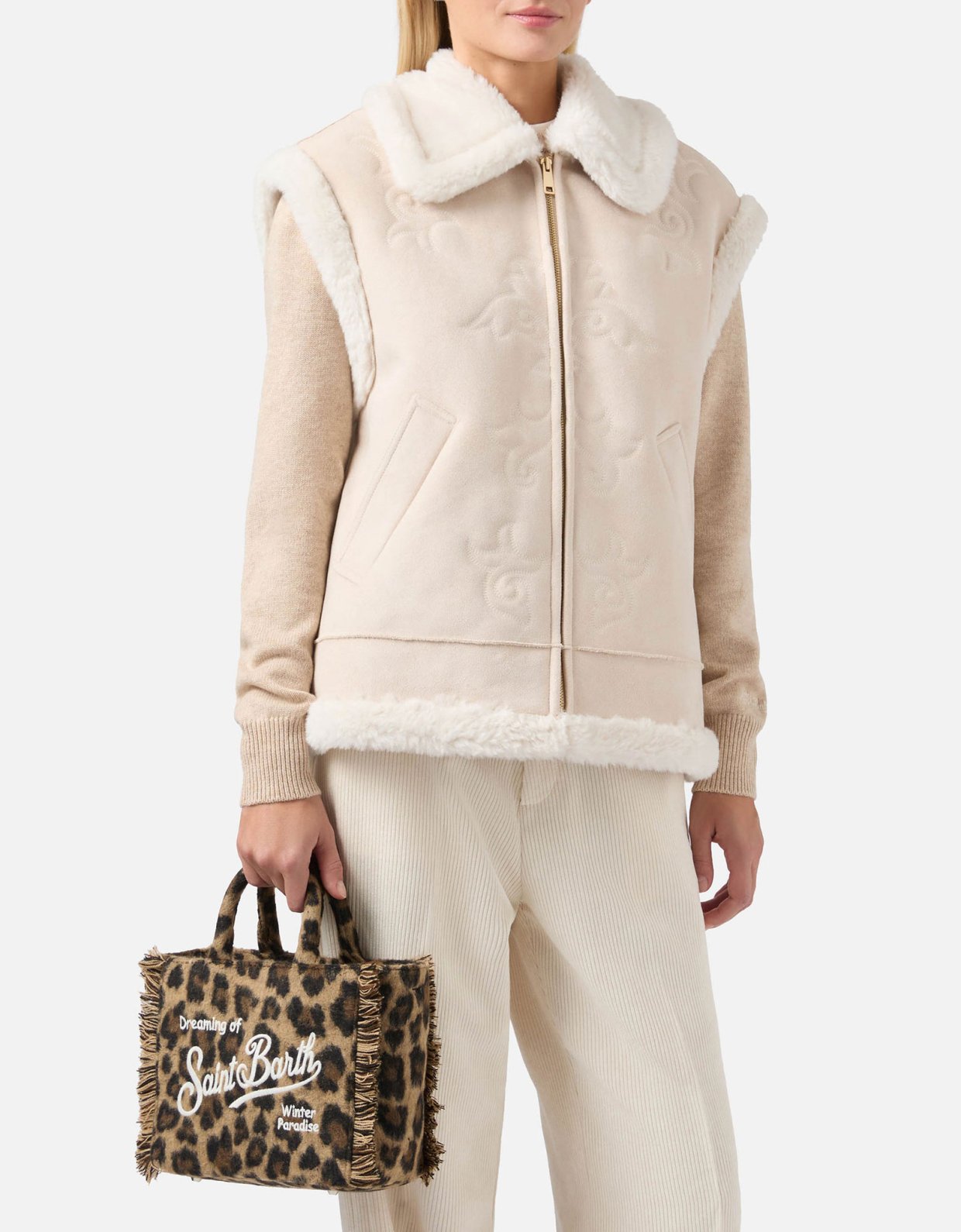 MC2 Saint Barth Vanity mini felt handbag in leopard print wool blend