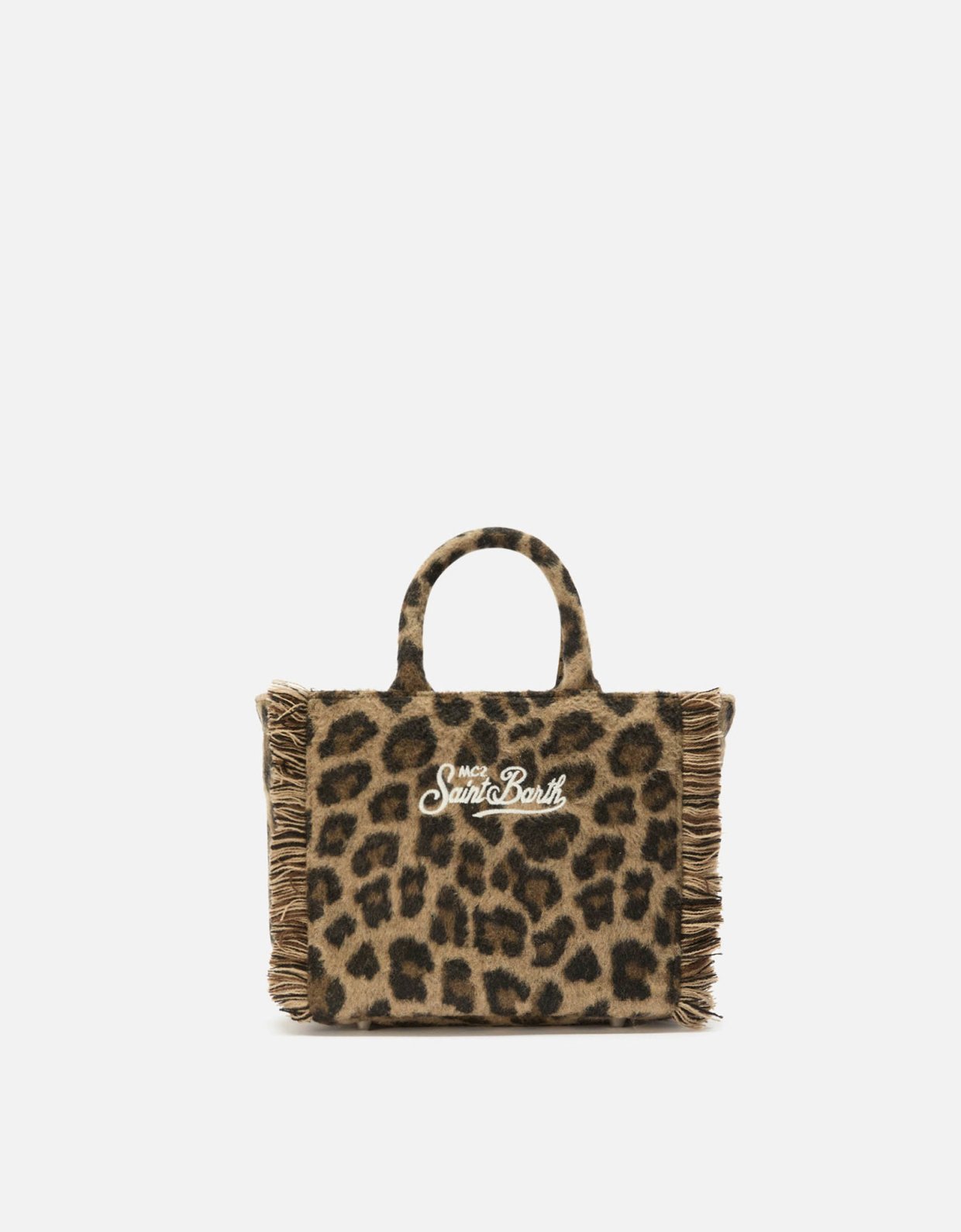 MC2 Saint Barth Vanity mini felt handbag in leopard print wool blend