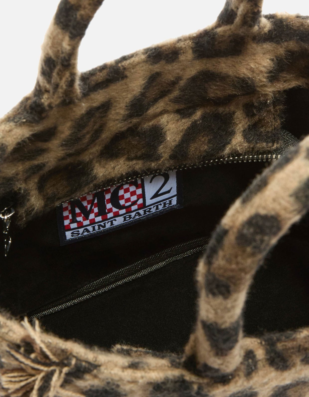 MC2 Saint Barth Vanity mini felt handbag in leopard print wool blend