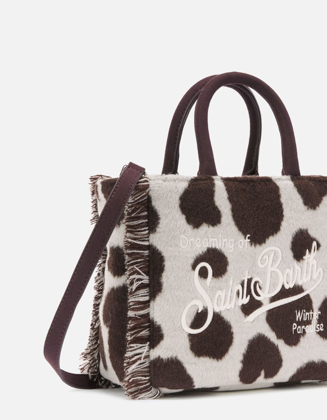 MC2 Saint Barth Vanity mini felt handbag in cow print wool blend