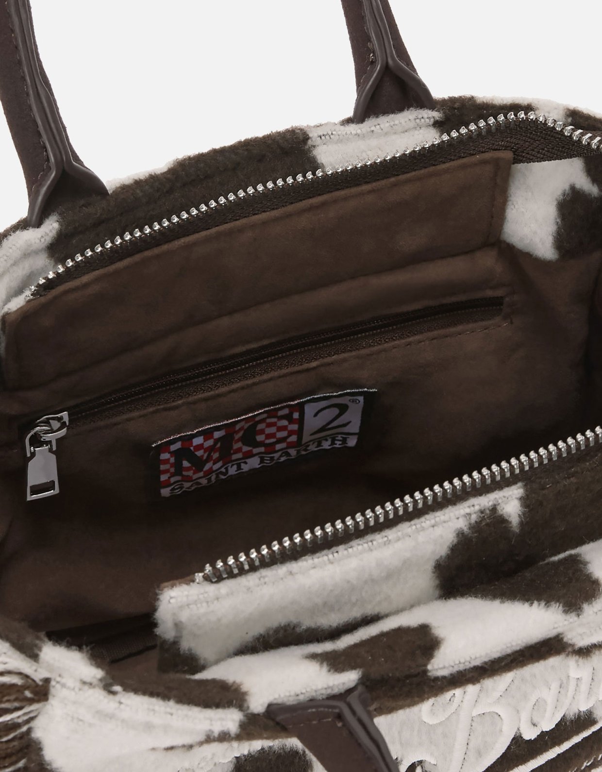 MC2 Saint Barth Vanity mini felt handbag in cow print wool blend