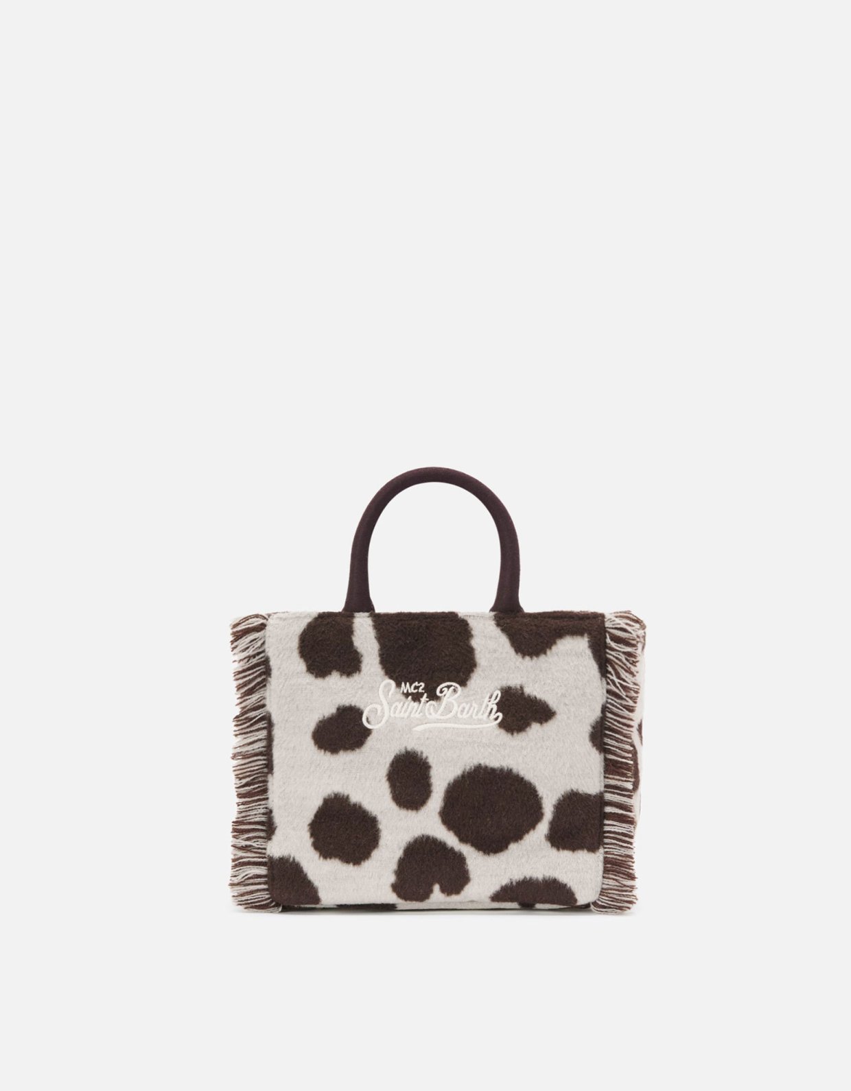 MC2 Saint Barth Vanity mini felt handbag in cow print wool blend