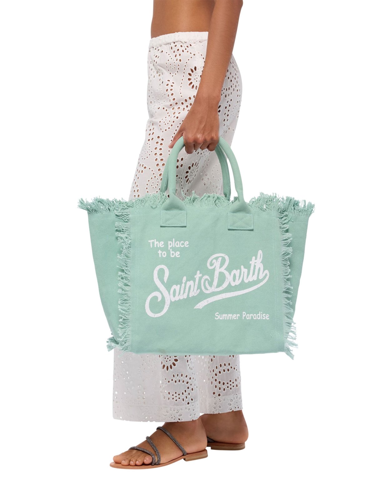 MC2 Saint Barth Vanity sage green cotton canvas tote bag