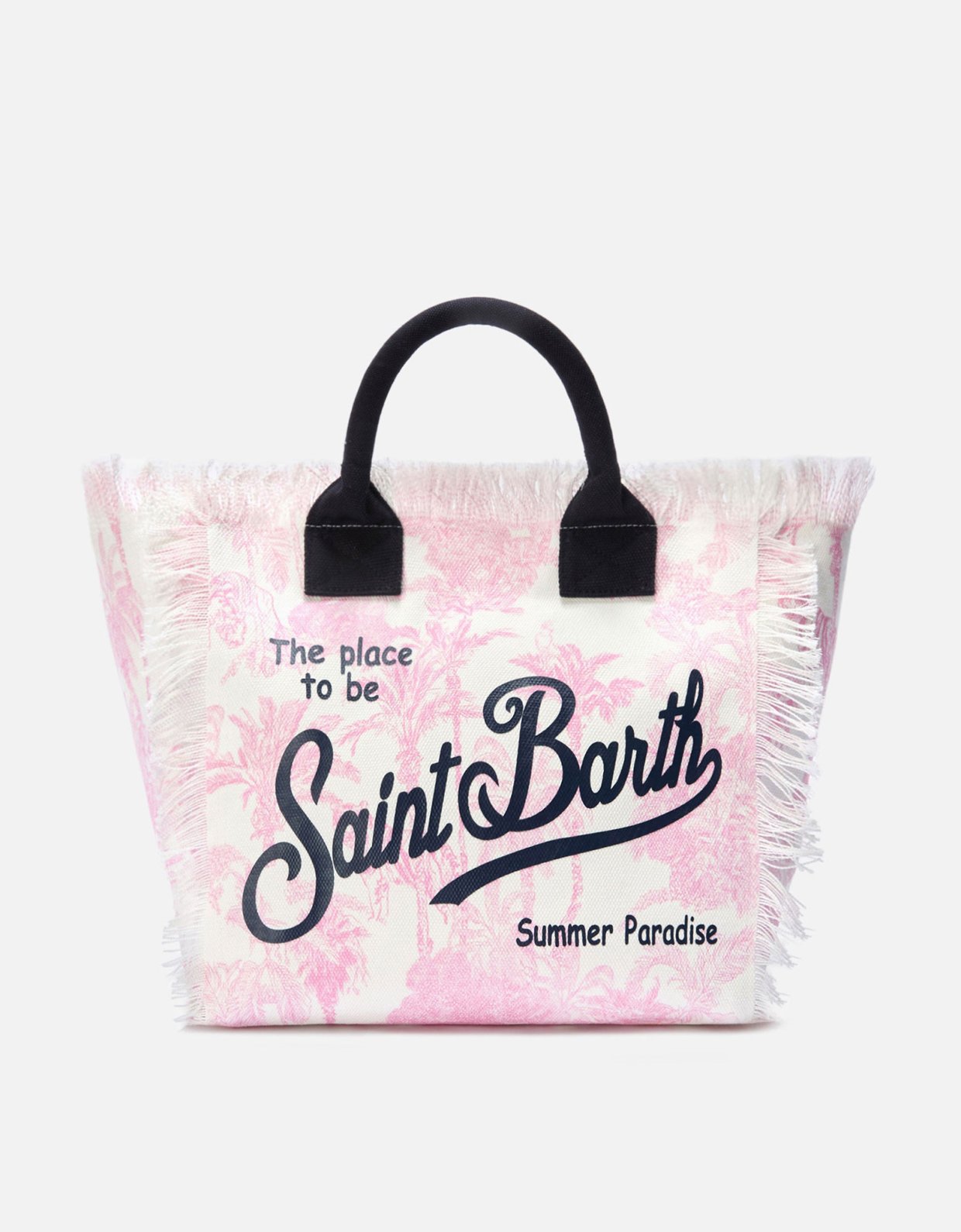 MC2 Saint Barth Regular vanity canvas bag with pink toile de jouy print