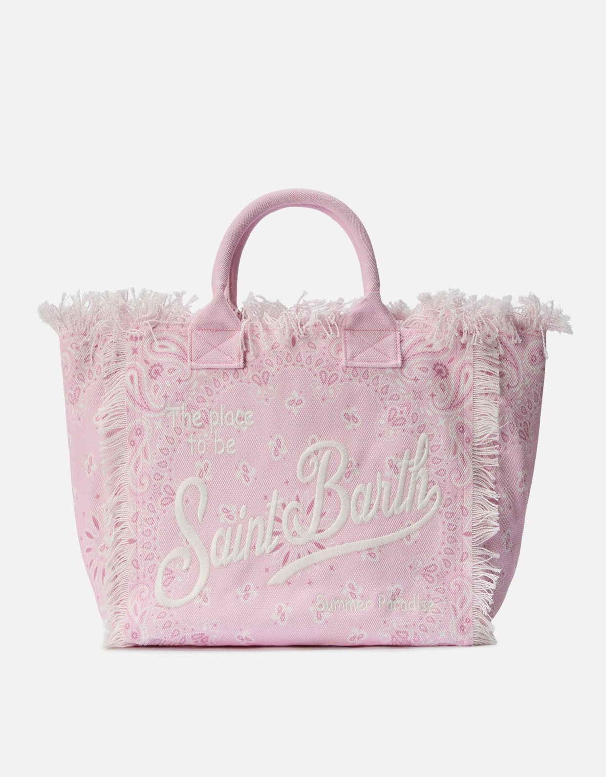 MC2 Saint Barth Pink canvas Vanity regular bag with bandana print