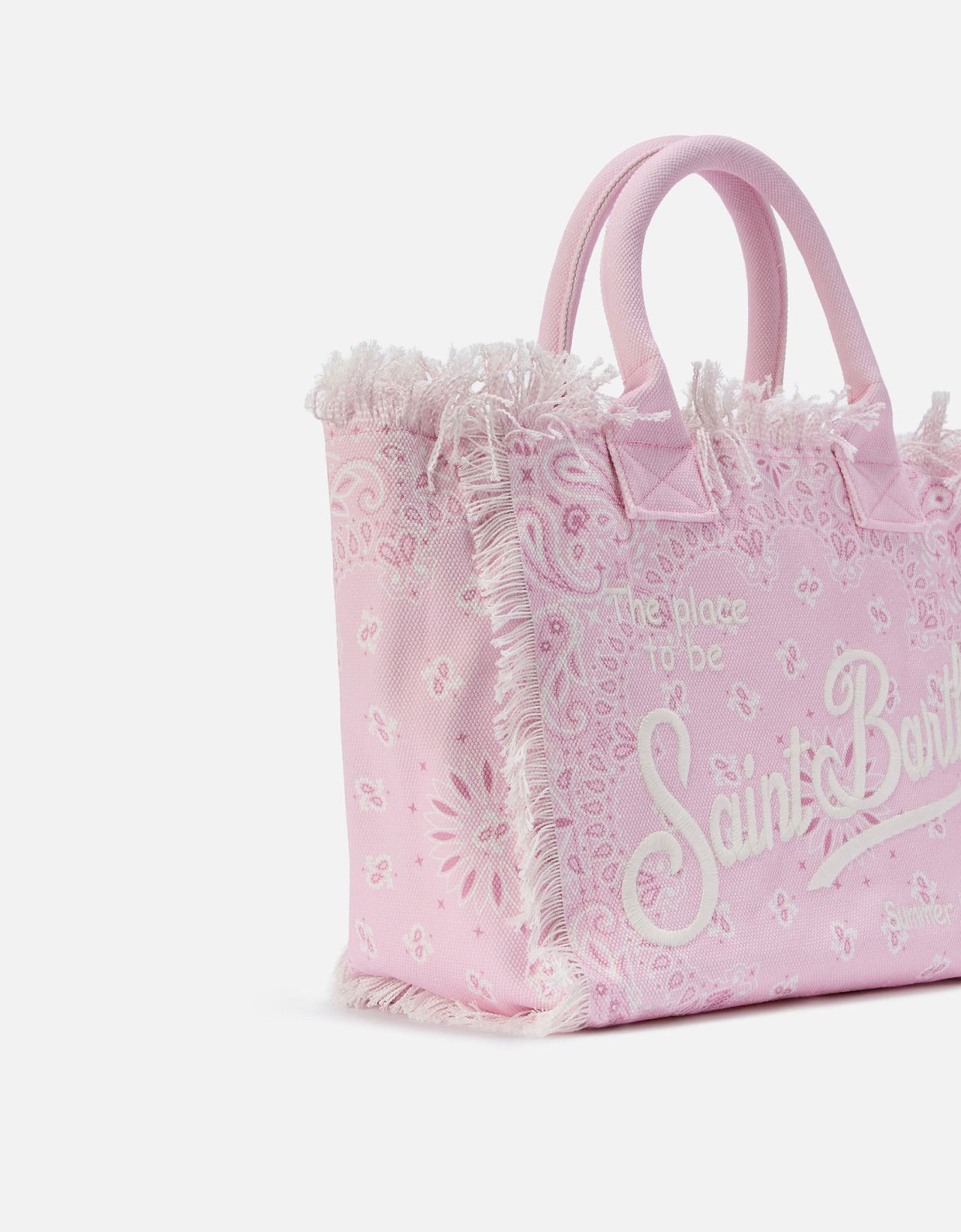 MC2 Saint Barth Pink canvas Vanity regular bag with bandana print