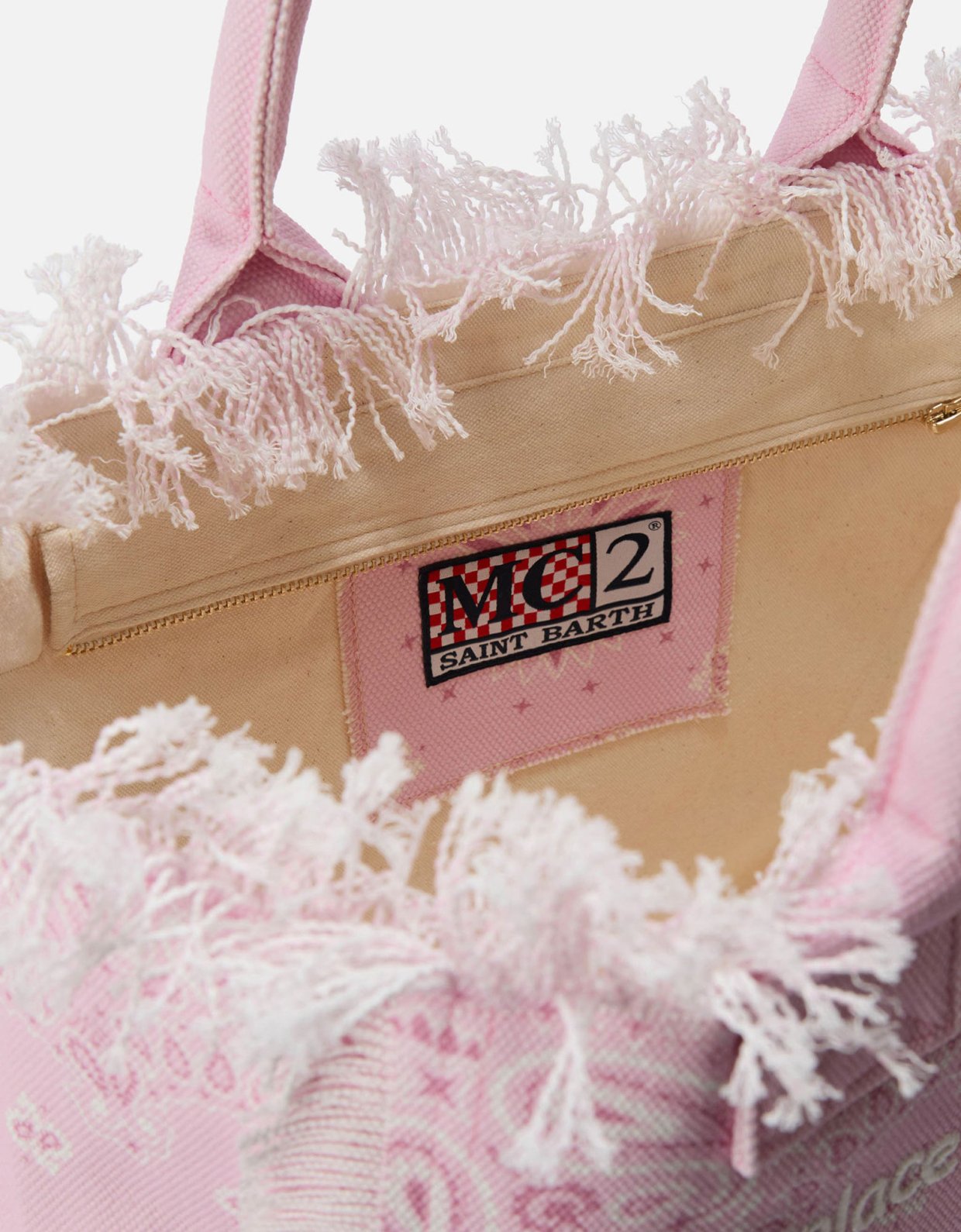 MC2 Saint Barth Pink canvas Vanity regular bag with bandana print