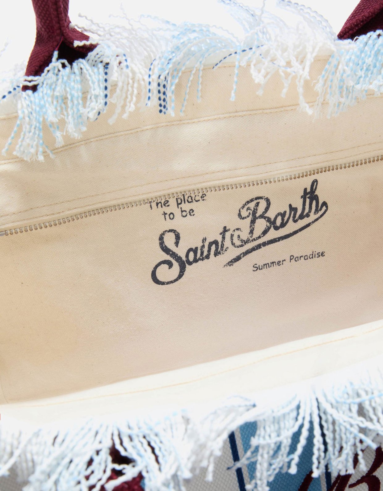 MC2 Saint Barth Canvas vanity regular bag with light blue stripes and Bordeaux details