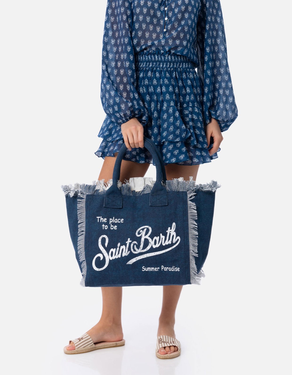 MC2 Saint Barth Vanity indigo cotton canvas tote bag