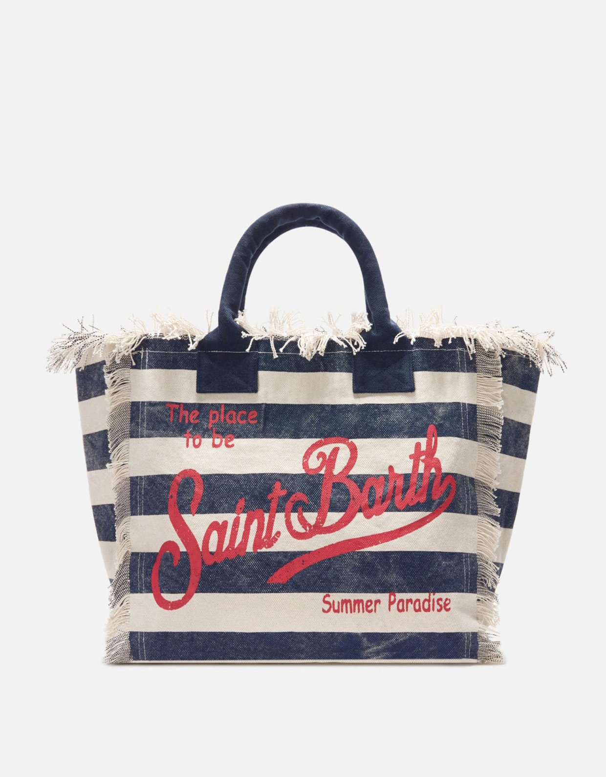 MC2 Saint Barth Blue canvas vanity regular bag with horizontal stripes