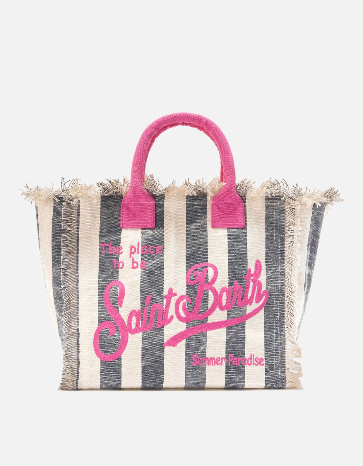 MC2 Saint Barth Regular vanity canvas bag with blue vertical stripes