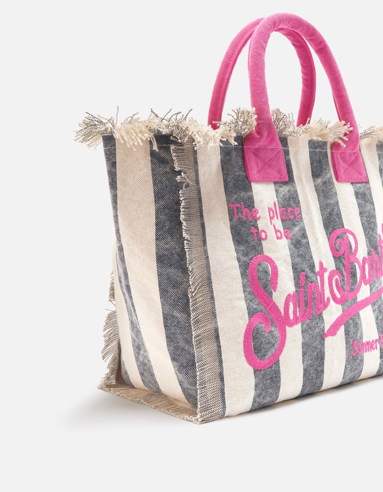 MC2 Saint Barth Regular vanity canvas bag with blue vertical stripes