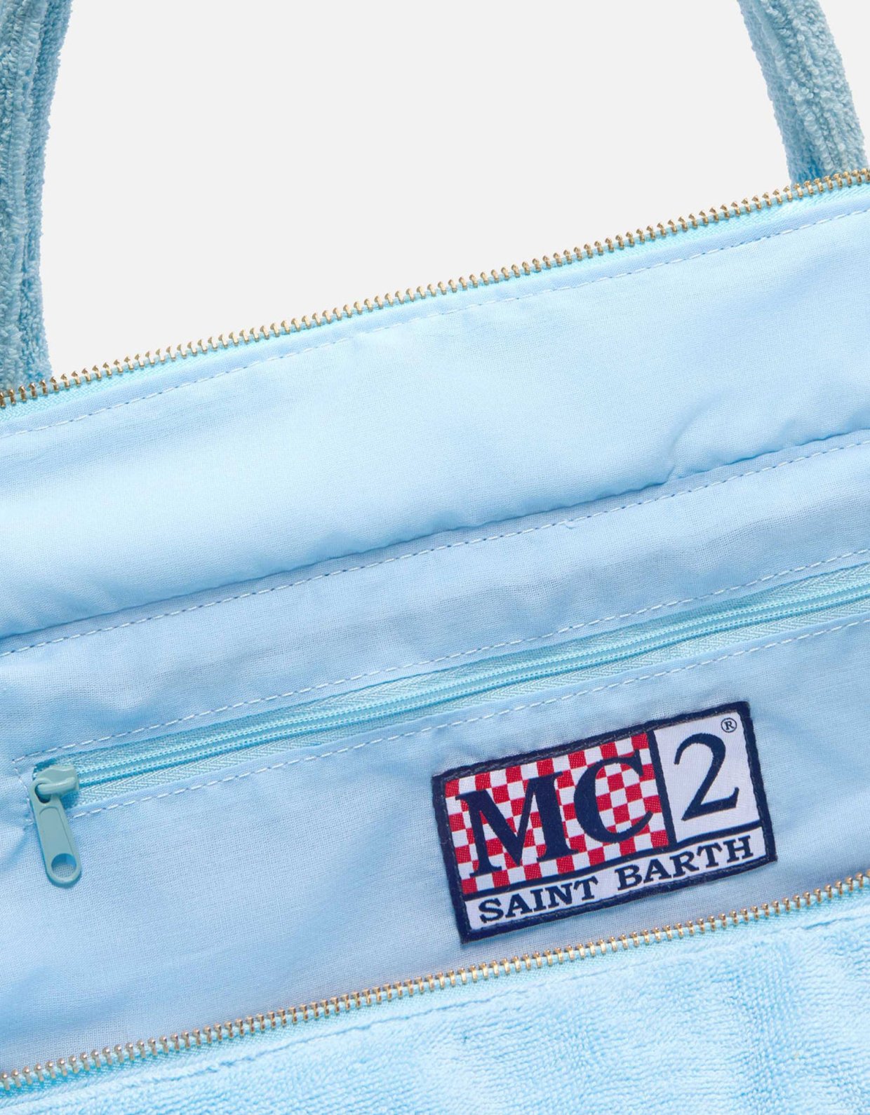 MC2 Saint Barth Light blue solid color terry effect Vanity regular bag